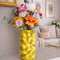 Lemon Vase – One-of-a-Kind Handmade Air Dry Clay Sculpture with Sculpted Citrus & Leaves