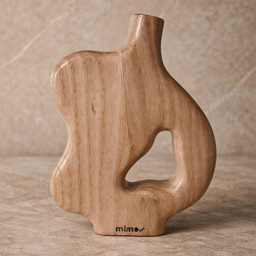 Abstract Wooden Vase – Hand-Carved Organic Wood Sculpture with Negative Space