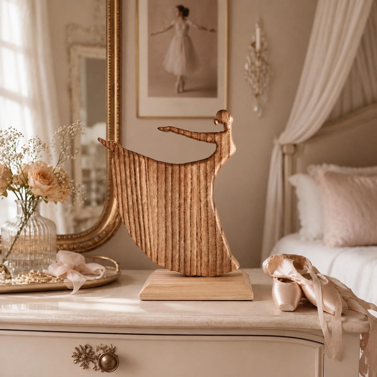 Woman in the Wind – Handmade Wooden Ballet Dancer Sculpture