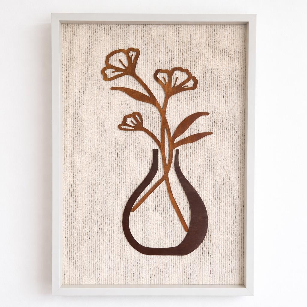 Flores de Serenidade – Handgefertigte minimalistische Blumen-Wandkunst aus Holz & Seil