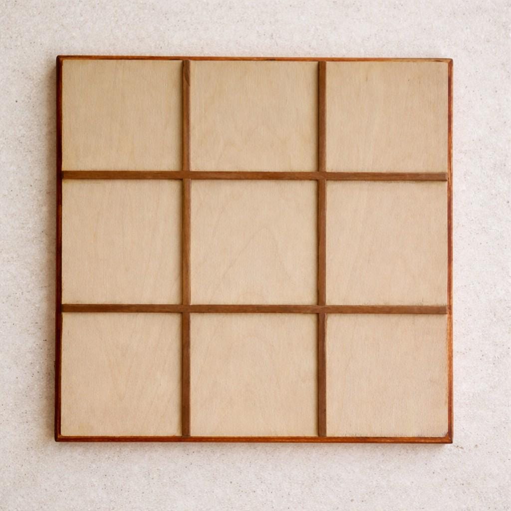 Wooden Tic Tac Toe – Handmade Two-Tone Wood Board Game, 30cm