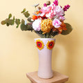 Gerbera Vase – Handmade Air Dry Clay Sculpture with Yellow Floral Relief