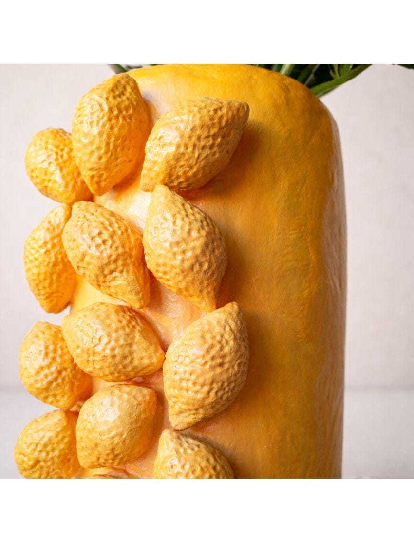 Lemon Vase – Handmade Air Dry Clay Sculpture with Sculpted Citrus Detail