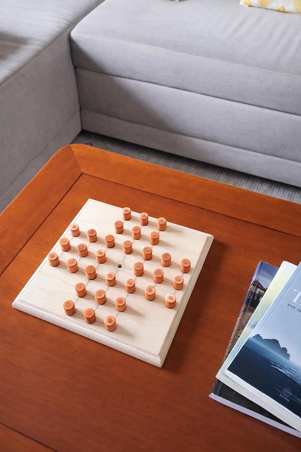 Wooden Peg Solitaire – Handmade Strategy Board Game in Natural Wood