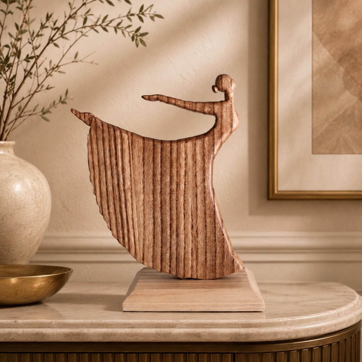 Woman in the Wind – Handmade Wooden Ballet Dancer Sculpture