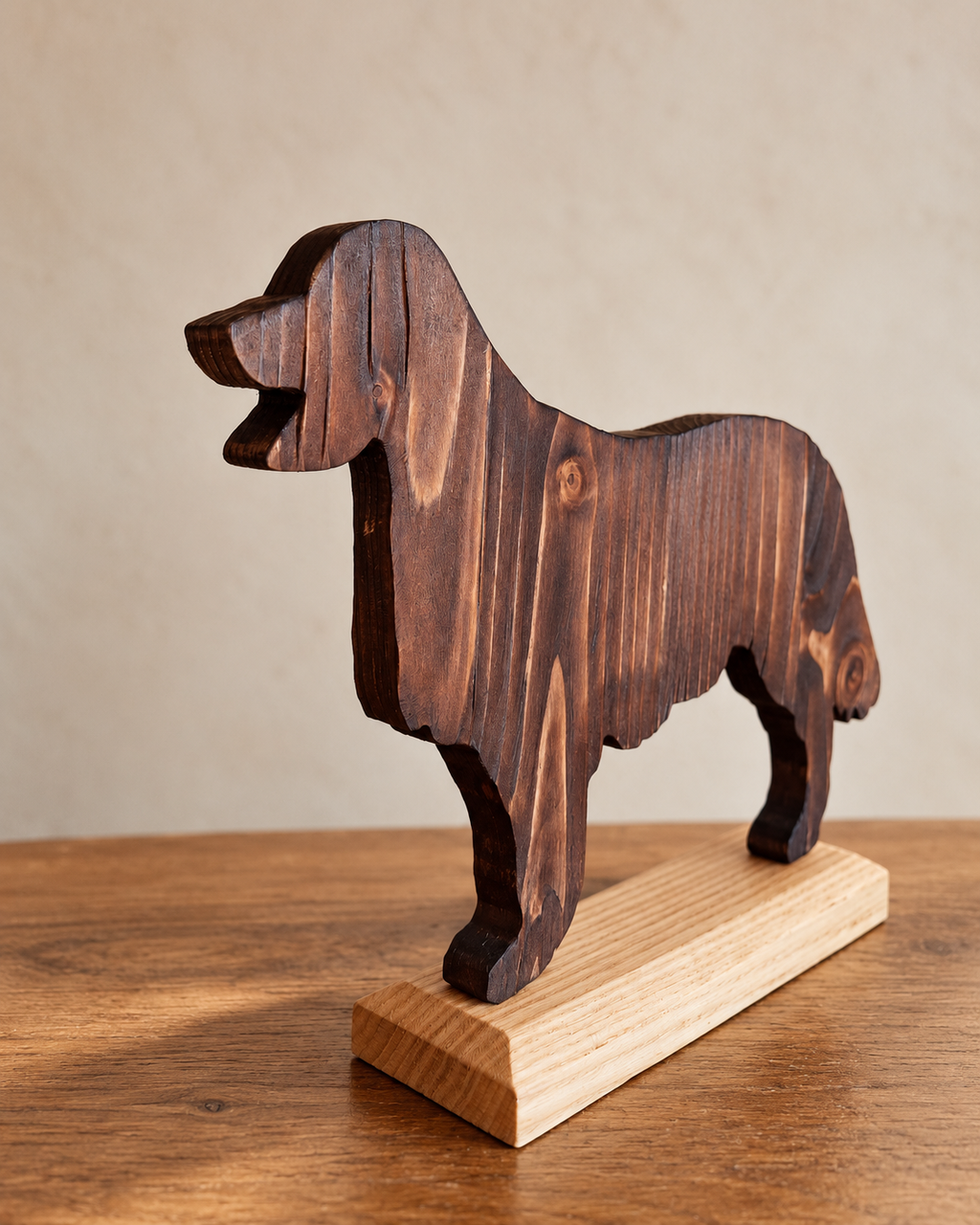 Sculpture de chien en bois, décoration faite main pour amoureux des chiens
