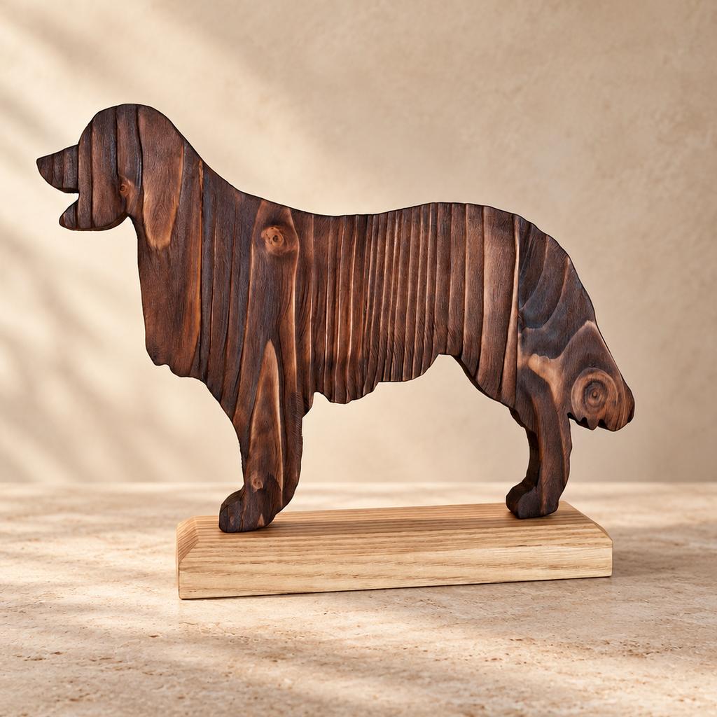 Sculpture de chien en bois, décoration faite main pour amoureux des chiens