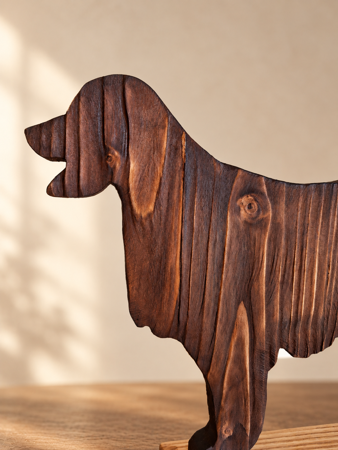 Wooden Dog Sculpture, Handmade Dog Lover Decor