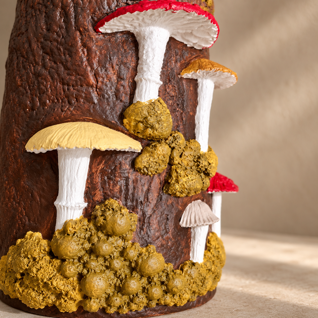 Mushroom Vase, Handmade Clay Decor