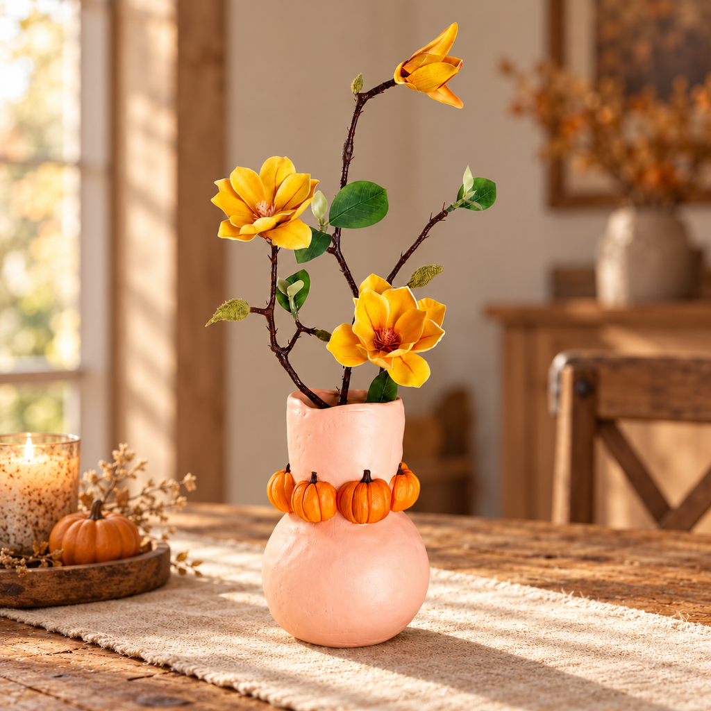 Pumpkin Vase, Handmade Clay Decor