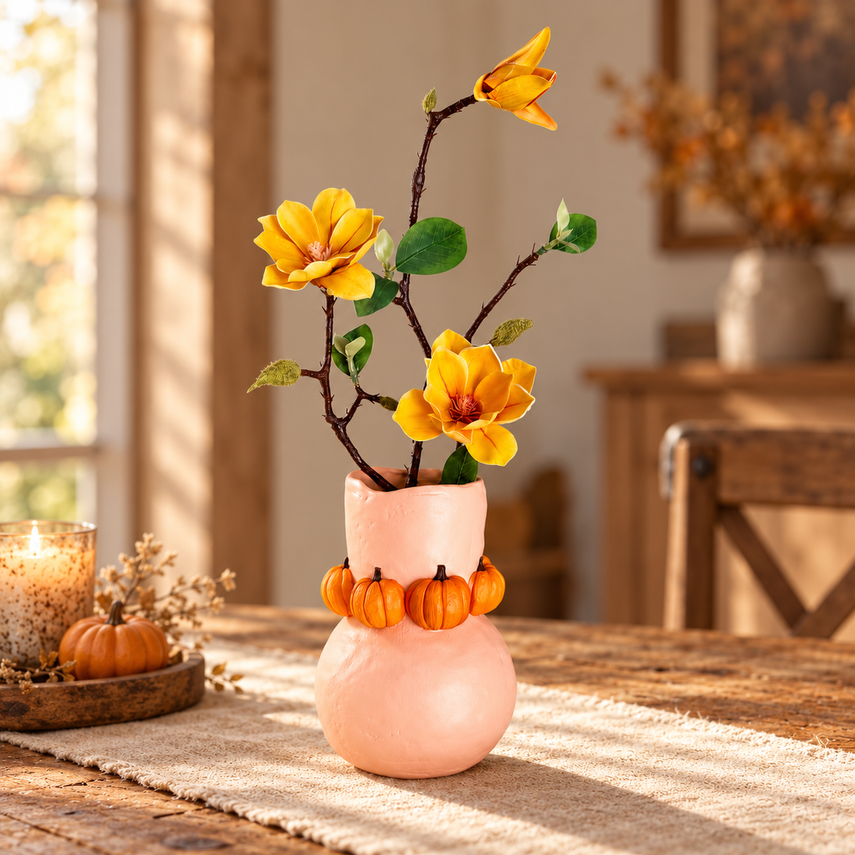 Pumpkin Vase, Handmade Clay Decor