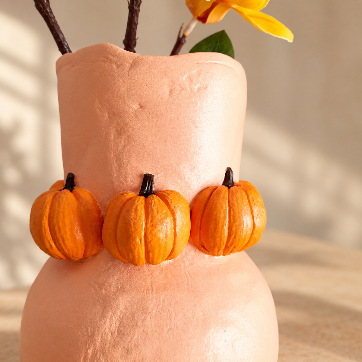 Pumpkin Vase, Handmade Clay Decor