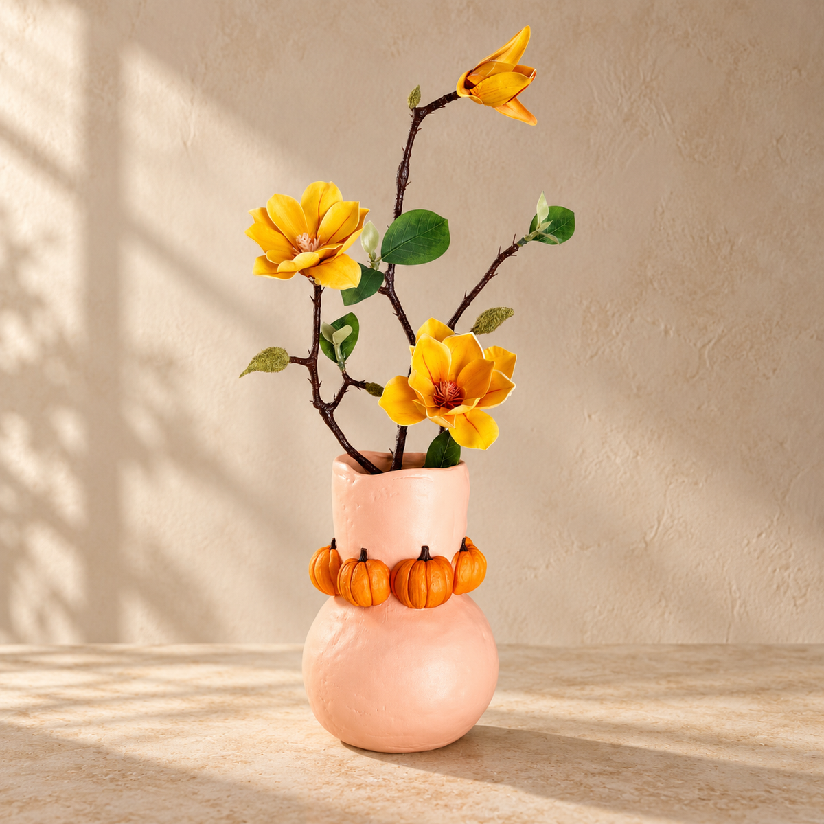 Pumpkin Vase, Handmade Clay Decor