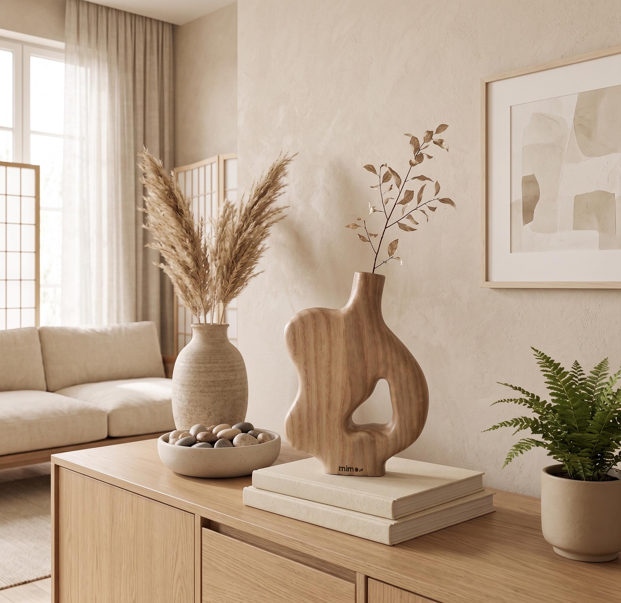 Abstract Wooden Vase – Hand-Carved Organic Wood Sculpture with Negative Space