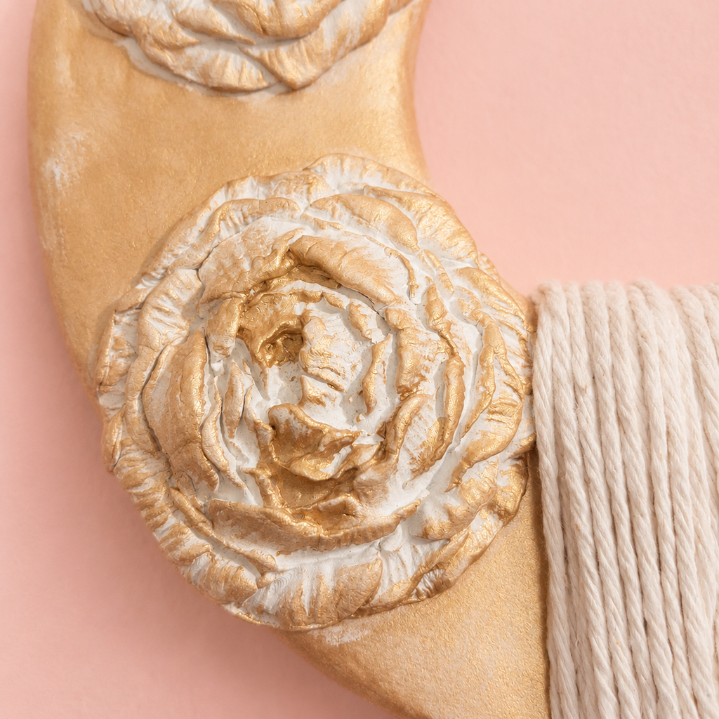 Boho Wall Hanging Handmade Air Dry Clay and Cotton, Choose One or Full Set – One of a Kind Neutral Fiber Wall Art