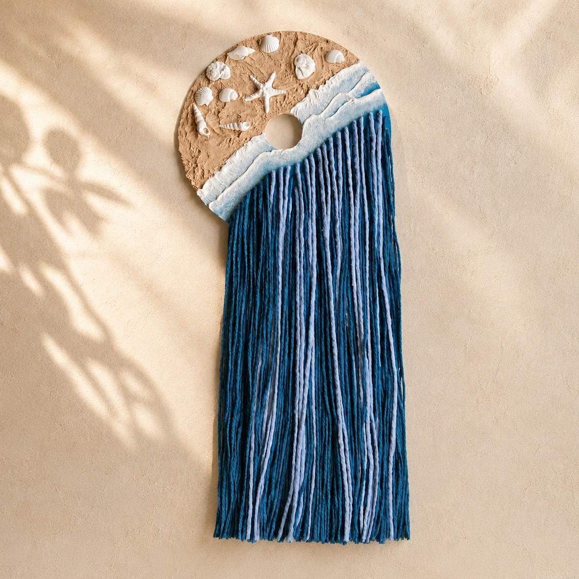 Calm Tide – Handmade Coastal Wall Hanging in Clay, Wood & Cotton