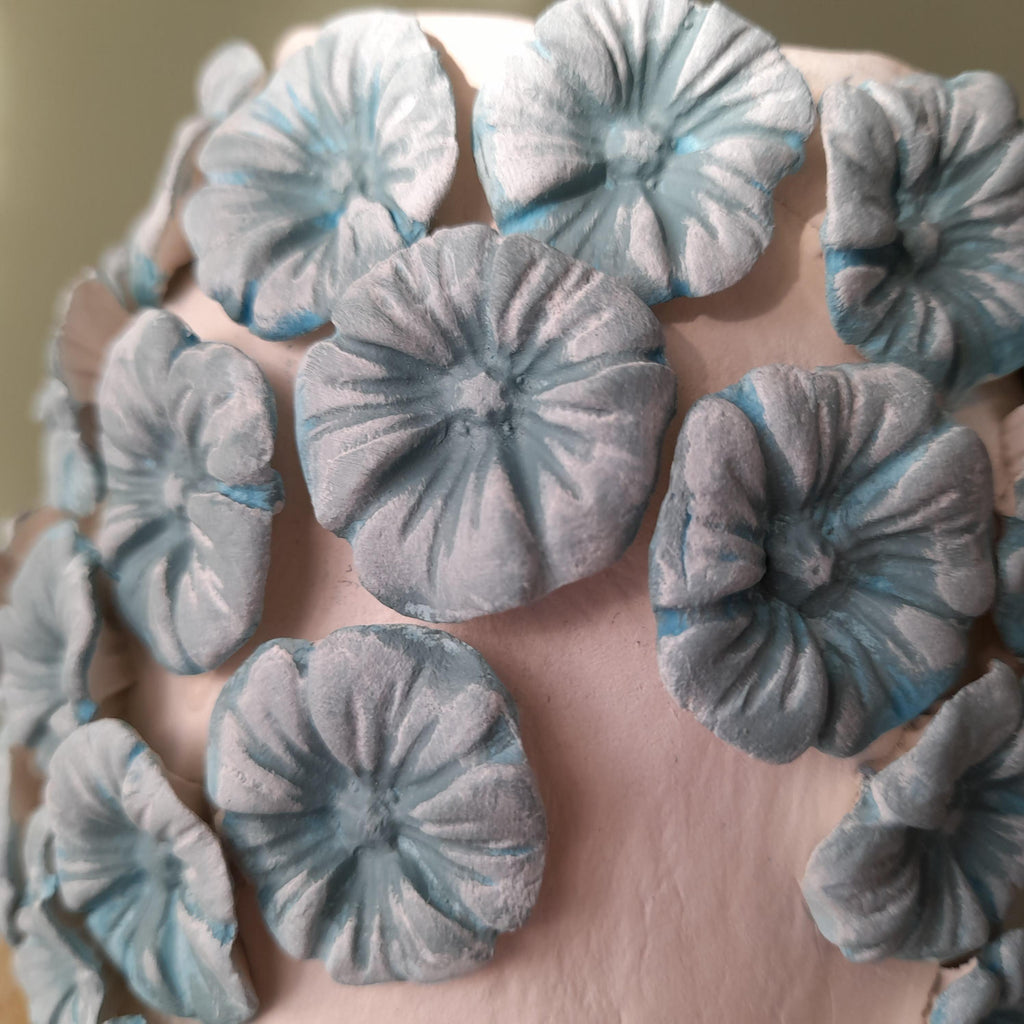 Hydrangea Vase – Handmade Air Dry Clay Sculpture with Sculpted Floral Detail