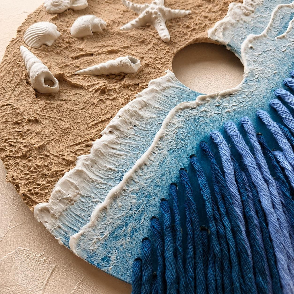 Calm Tide – Handmade Coastal Wall Hanging in Clay, Wood & Cotton