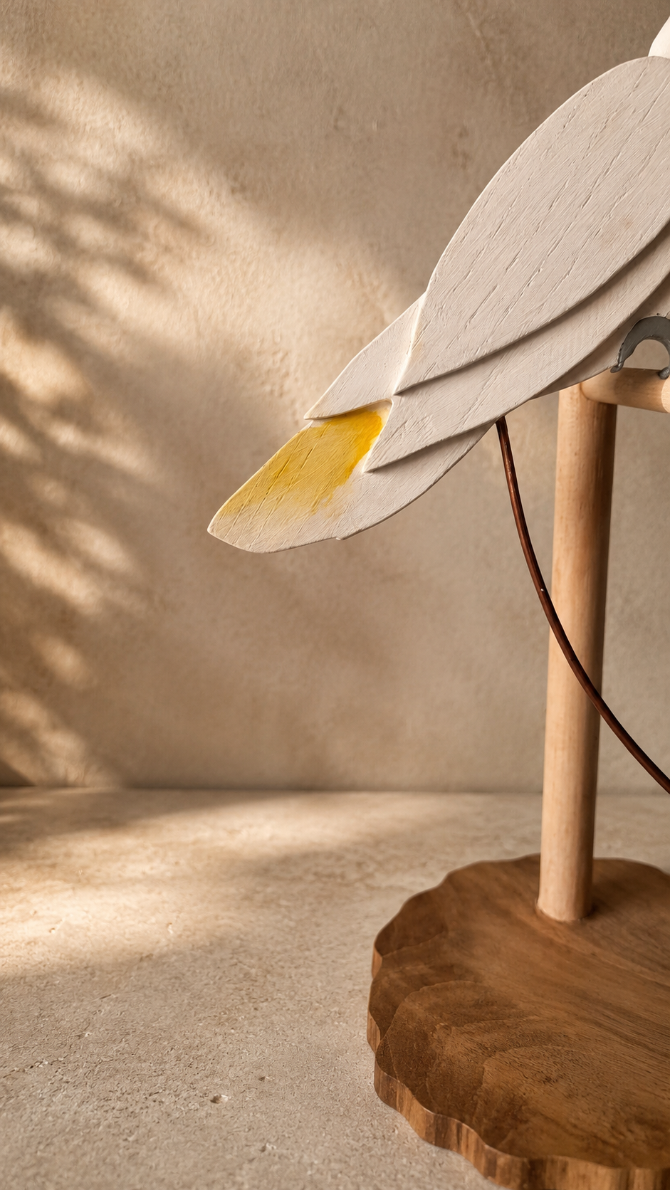 Cockatoo Sculpture – Handmade Wooden Tropical Bird Figurine on Balancing Stand