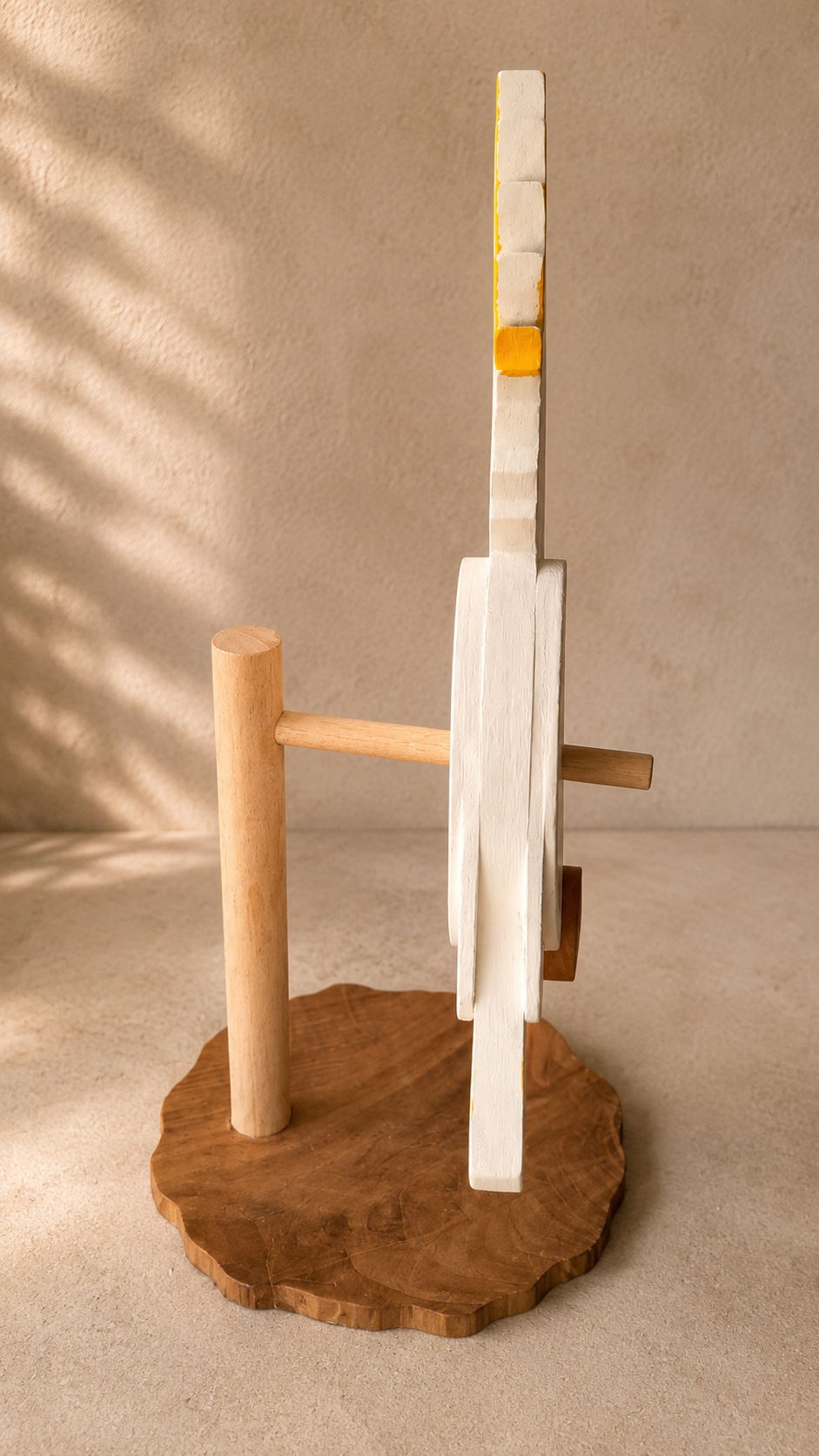 Cockatoo Sculpture – Handmade Wooden Tropical Bird Figurine on Balancing Stand