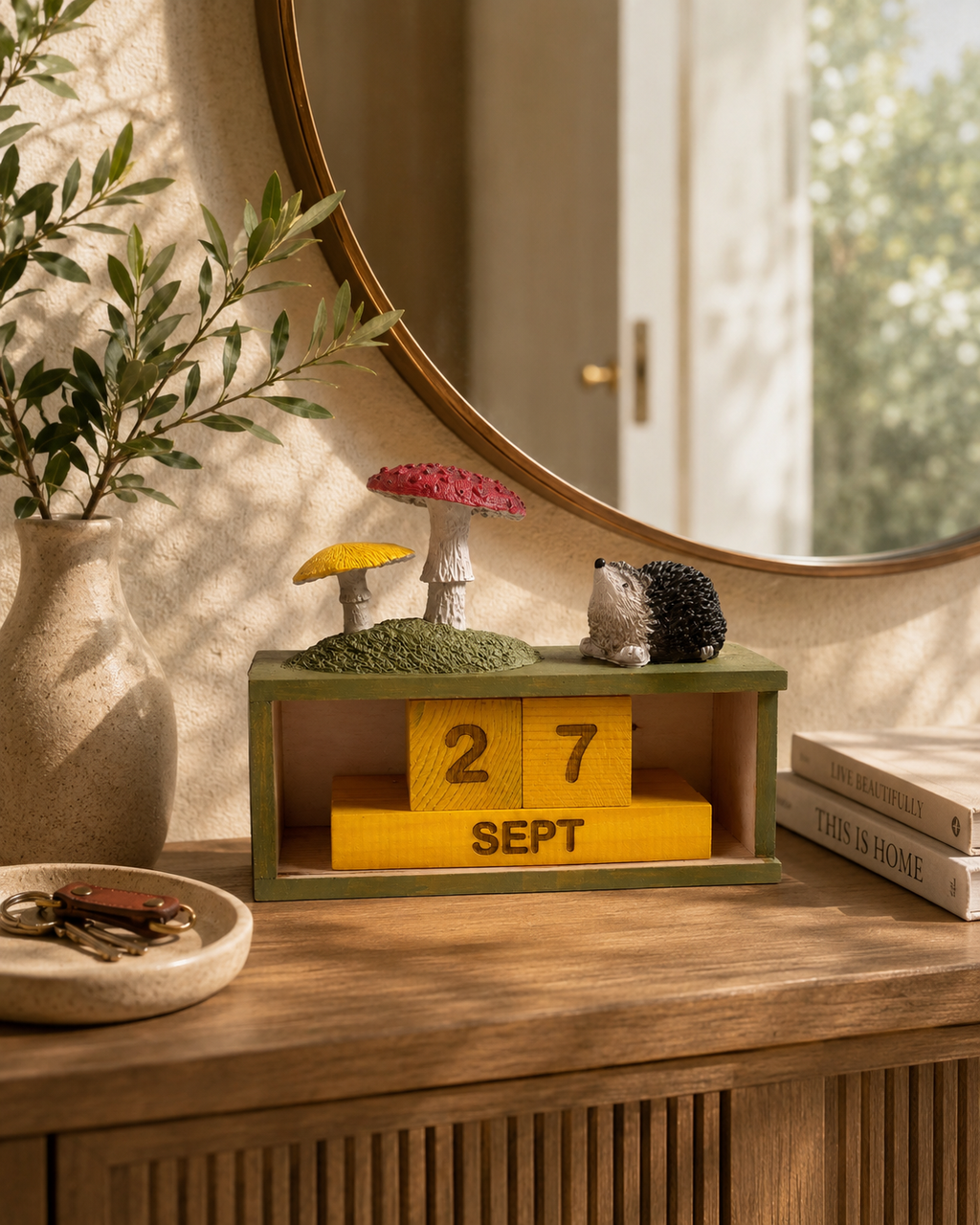 Handmade Wooden Perpetual Calendar, Manual Desk Calendar