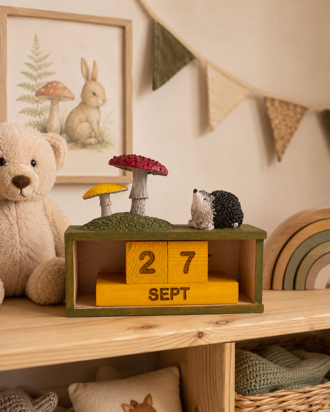 Handmade Wooden Perpetual Calendar, Manual Desk Calendar