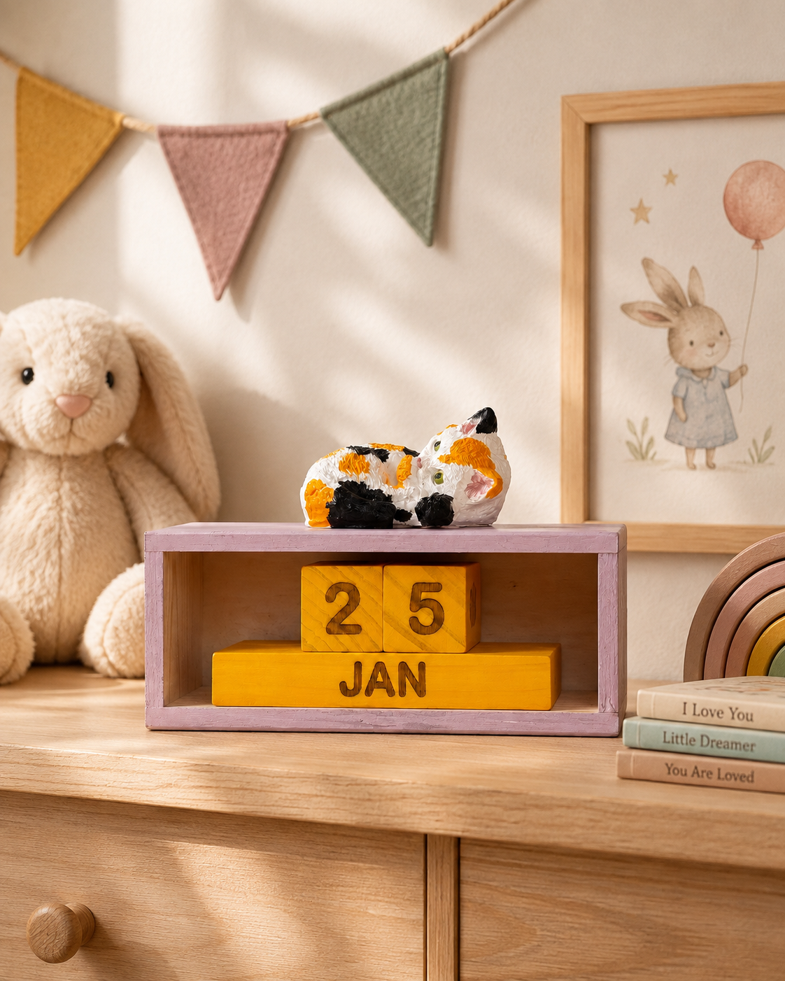 Handmade Wooden Perpetual Calendar, Manual Desk Calendar