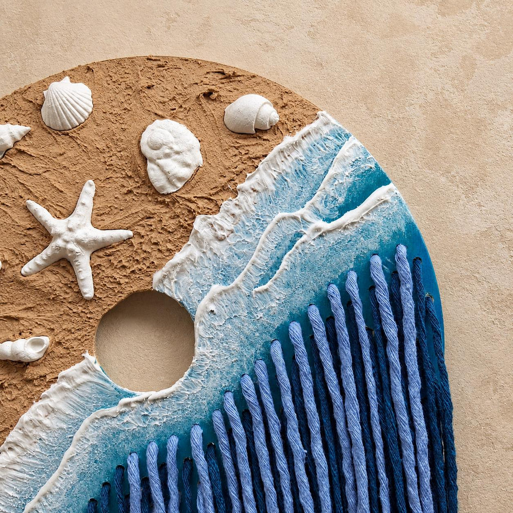 Calm Tide – Handmade Coastal Wall Hanging in Clay, Wood & Cotton