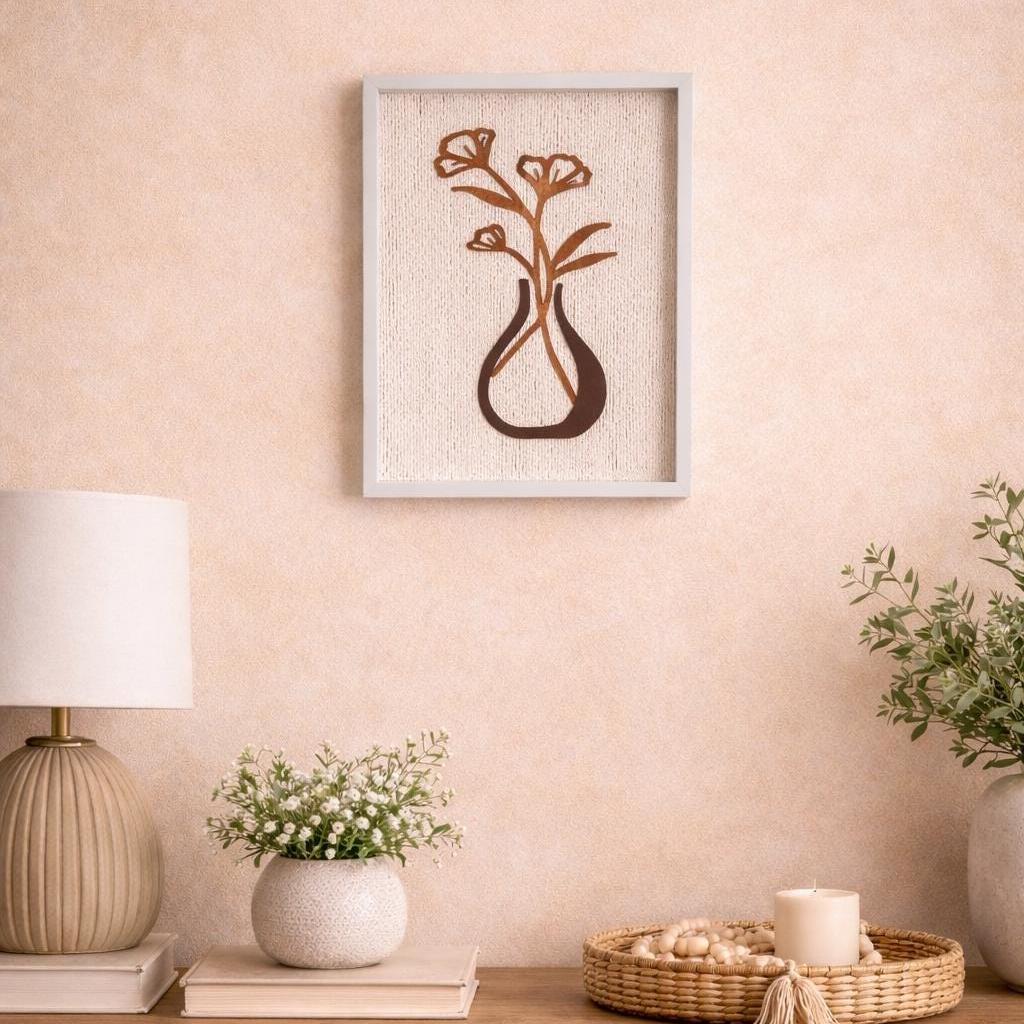 Flores de Serenidade – Handgefertigte minimalistische Blumen-Wandkunst aus Holz & Seil