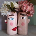 Couple Face Vase Set – Handmade Air Dry Clay His & Hers Sculptural Vases