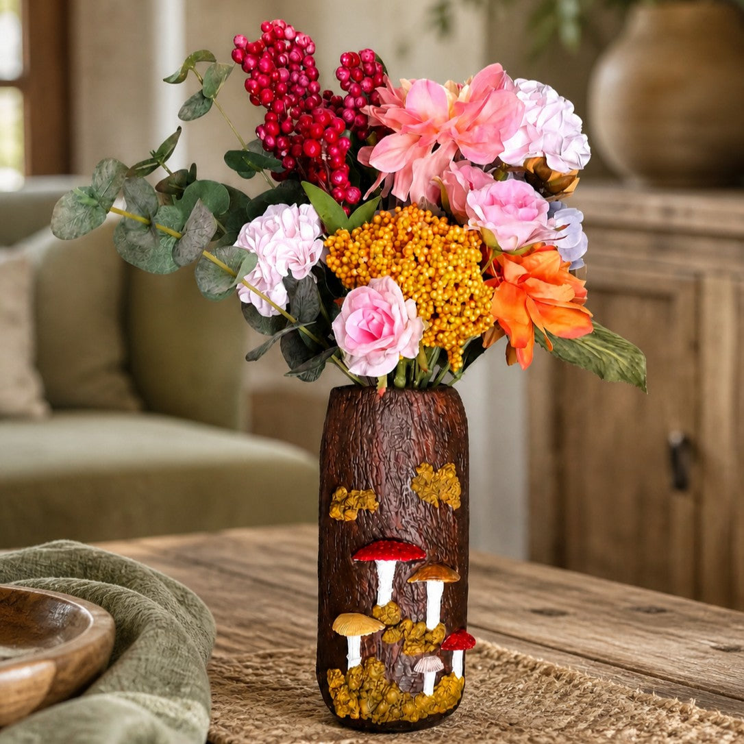 Mushroom Vase, Handmade Clay Decor