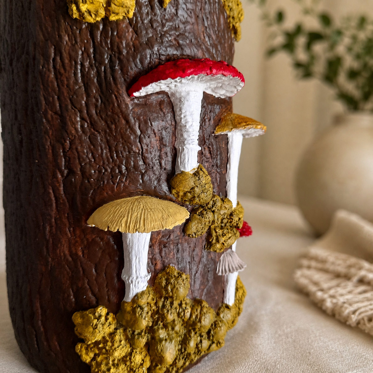Mushroom Vase, Handmade Clay Decor