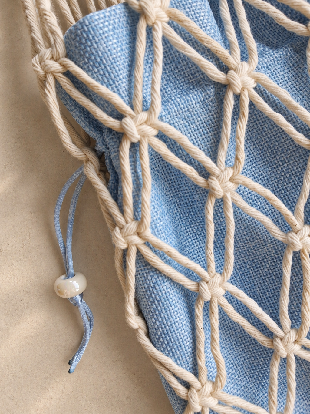 Open Weave Macrame Shoulder Bag, Handmade Cotton Tote