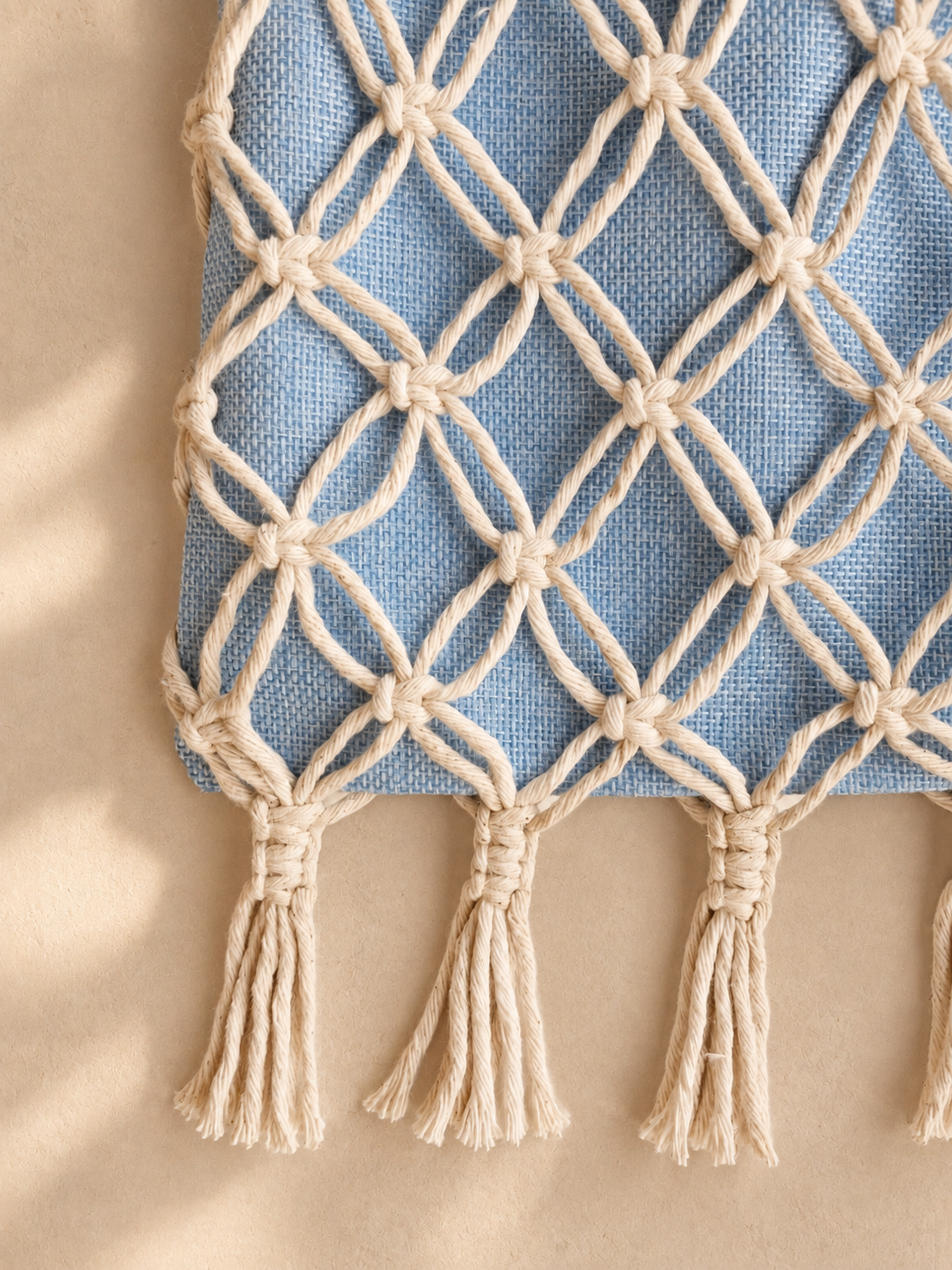 Open Weave Macrame Shoulder Bag, Handmade Cotton Tote