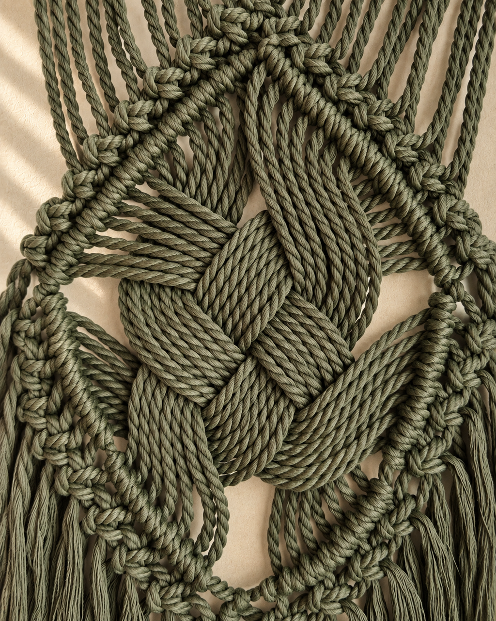 Handmade Macramé Wall Hanging with Driftwood, 65cm - Natural Cotton Boho Wall Decor
