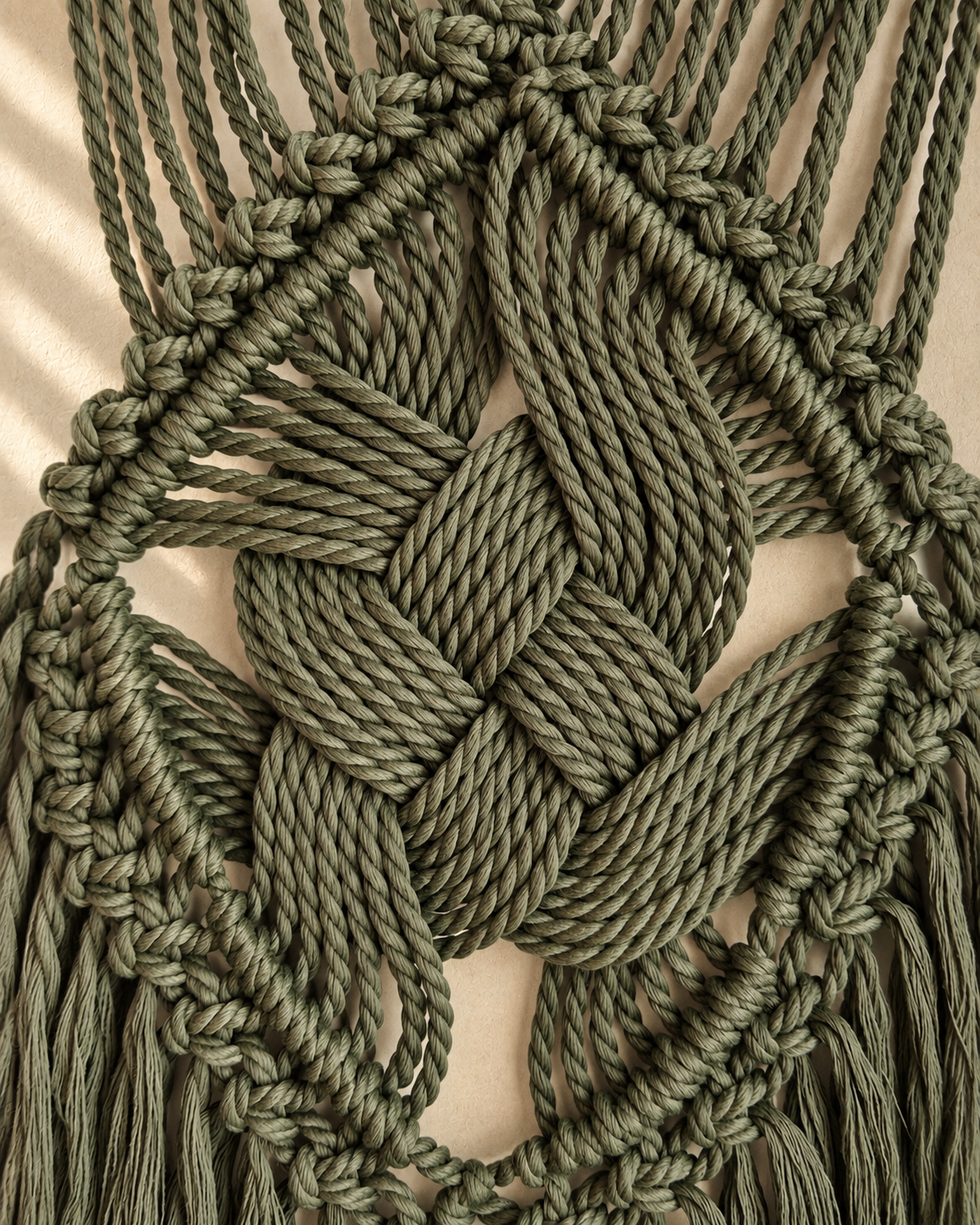 Handmade Macramé Wall Hanging with Driftwood, 65cm - Natural Cotton Boho Wall Decor