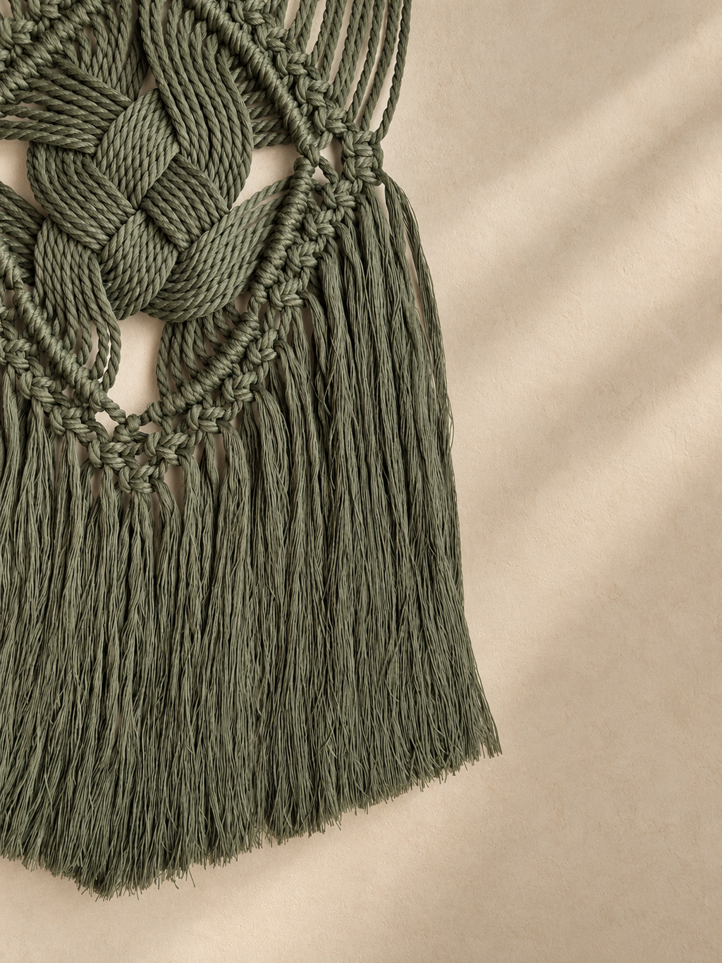 Handmade Macramé Wall Hanging with Driftwood, 65cm - Natural Cotton Boho Wall Decor