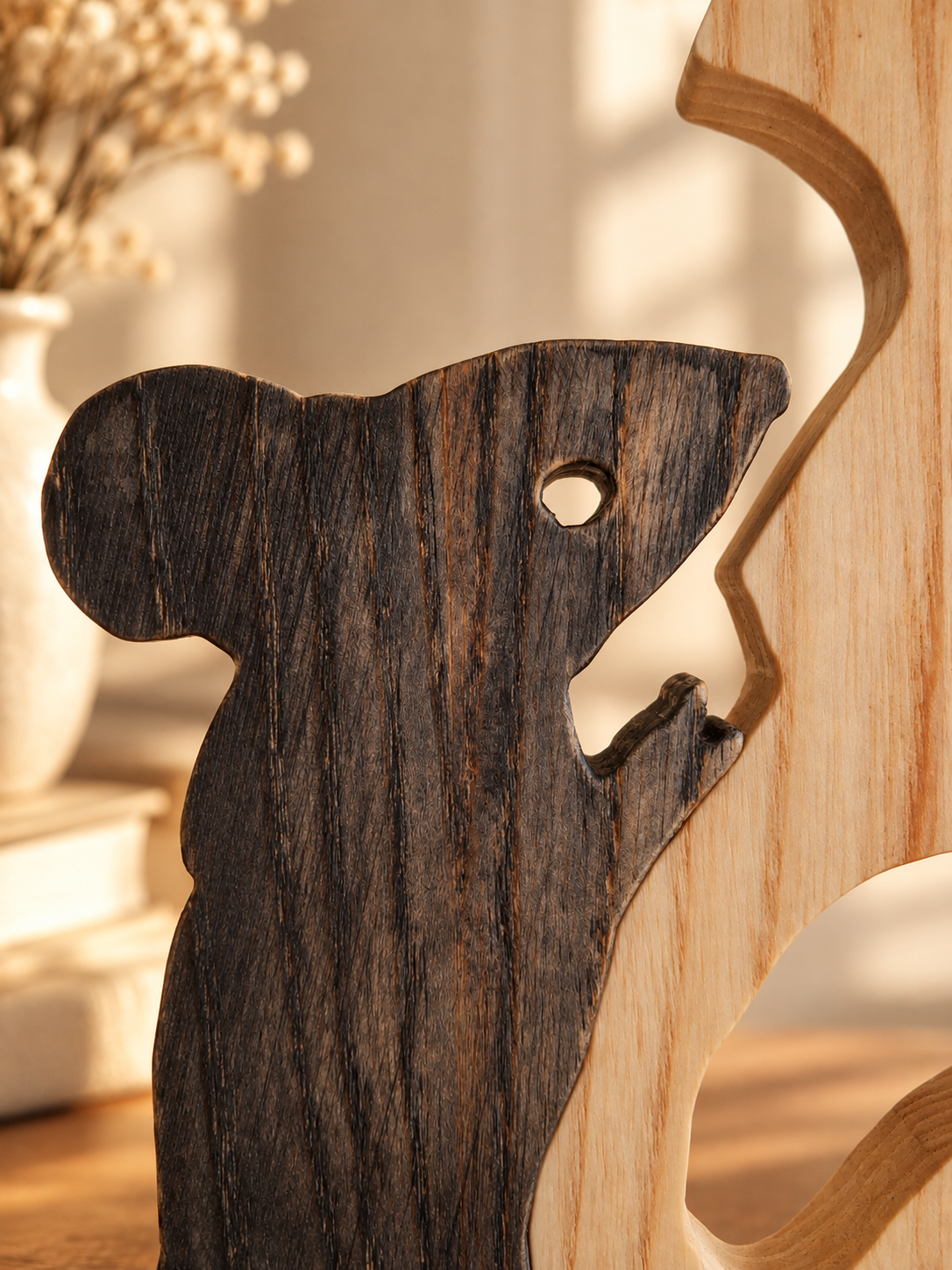 Cheese Thieves Wooden Sculpture, Mouse and Cheese Decor